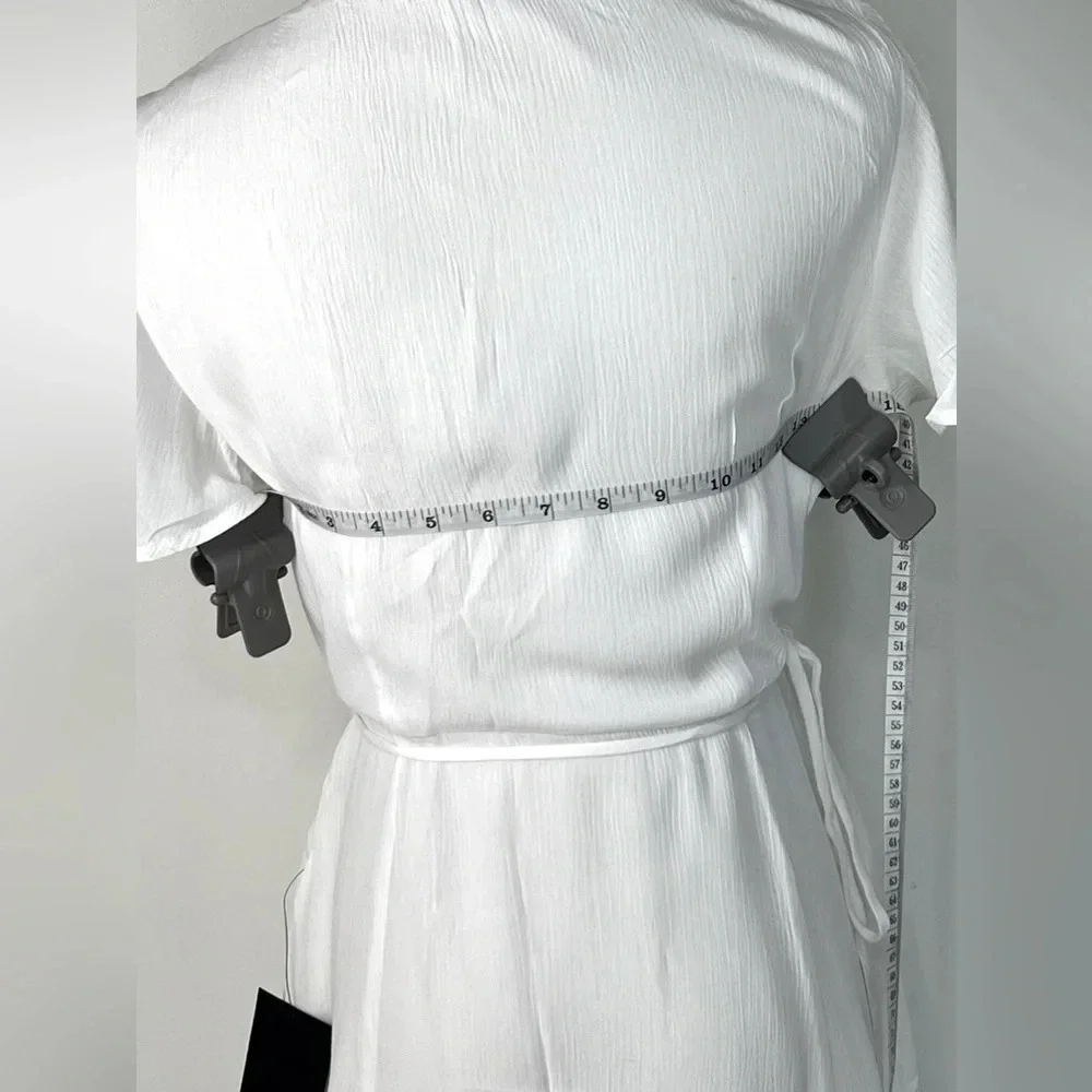 Lulu’s Harbor Point White Sheer Chiffon Wrap Dress Size Small and Medium - Picture 12 of 13